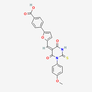 4-[5-[(E)-[1-(4-methoxyphenyl)-4,6-dioxo-2-sulfanylidene-1,3-diazinan-5-ylidene]methyl]furan-2-yl]benzoic acid