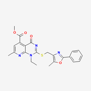 METHYL 1-ETHYL-7-METHYL-2-{[(5-METHYL-2-PHENYL-1,3-OXAZOL-4-YL)METHYL]SULFANYL}-4-OXO-1H,4H-PYRIDO[2,3-D]PYRIMIDINE-5-CARBOXYLATE