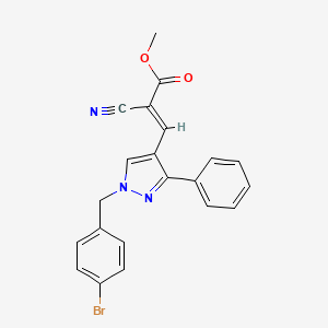 molecular formula C21H16BrN3O2 B4830416 methyl 3-[1-(4-bromobenzyl)-3-phenyl-1H-pyrazol-4-yl]-2-cyanoacrylate 