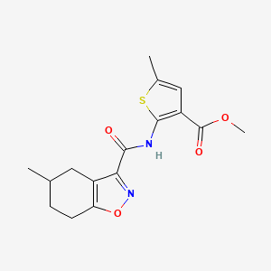 molecular formula C16H18N2O4S B4830435 methyl 5-methyl-2-{[(5-methyl-4,5,6,7-tetrahydro-1,2-benzisoxazol-3-yl)carbonyl]amino}-3-thiophenecarboxylate 