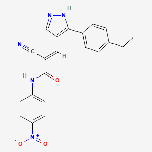 2-cyano-3-[3-(4-ethylphenyl)-1H-pyrazol-4-yl]-N-(4-nitrophenyl)acrylamide