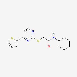 molecular formula C16H19N3OS2 B4830520 N~1~-CYCLOHEXYL-2-{[4-(2-THIENYL)-2-PYRIMIDINYL]SULFANYL}ACETAMIDE 