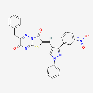 6-benzyl-2-{[3-(3-nitrophenyl)-1-phenyl-1H-pyrazol-4-yl]methylene}-7H-[1,3]thiazolo[3,2-b][1,2,4]triazine-3,7(2H)-dione