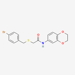 2-[(4-bromobenzyl)thio]-N-(2,3-dihydro-1,4-benzodioxin-6-yl)acetamide