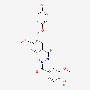 molecular formula C23H21BrN2O5 B4830666 N'-{3-[(4-bromophenoxy)methyl]-4-methoxybenzylidene}-4-hydroxy-3-methoxybenzohydrazide 