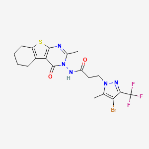 molecular formula C19H19BrF3N5O2S B4830701 3-[4-BROMO-5-METHYL-3-(TRIFLUOROMETHYL)-1H-PYRAZOL-1-YL]-N-[2-METHYL-4-OXO-5,6,7,8-TETRAHYDRO[1]BENZOTHIENO[2,3-D]PYRIMIDIN-3(4H)-YL]PROPANAMIDE 