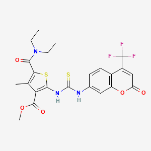 molecular formula C23H22F3N3O5S2 B4830794 methyl 5-[(diethylamino)carbonyl]-4-methyl-2-[({[2-oxo-4-(trifluoromethyl)-2H-chromen-7-yl]amino}carbonothioyl)amino]-3-thiophenecarboxylate 