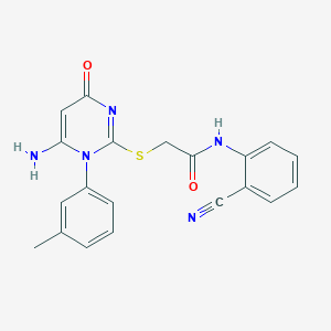 2-{[6-AMINO-1-(3-METHYLPHENYL)-4-OXO-1,4-DIHYDRO-2-PYRIMIDINYL]SULFANYL}-N~1~-(2-CYANOPHENYL)ACETAMIDE