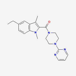 molecular formula C21H25N5O B4830825 (5-ETHYL-1,3-DIMETHYL-1H-INDOL-2-YL)[4-(2-PYRIMIDINYL)PIPERAZINO]METHANONE 