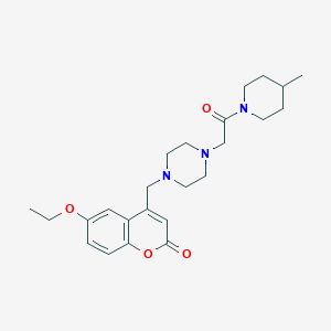 6-ethoxy-4-({4-[2-(4-methylpiperidin-1-yl)-2-oxoethyl]piperazin-1-yl}methyl)-2H-chromen-2-one