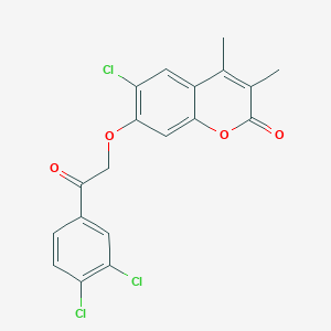 molecular formula C19H13Cl3O4 B4830836 6-chloro-7-[2-(3,4-dichlorophenyl)-2-oxoethoxy]-3,4-dimethyl-2H-chromen-2-one 