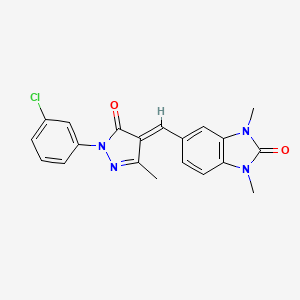 molecular formula C20H17ClN4O2 B4830873 5-[(E)-[1-(3-chlorophenyl)-3-methyl-5-oxopyrazol-4-ylidene]methyl]-1,3-dimethylbenzimidazol-2-one 