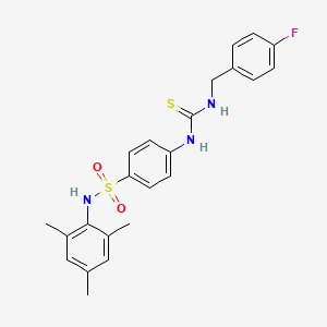 molecular formula C23H24FN3O2S2 B4830943 4-({[(4-fluorobenzyl)amino]carbonothioyl}amino)-N-mesitylbenzenesulfonamide 