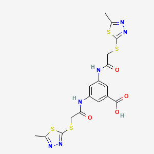 molecular formula C17H16N6O4S4 B4830957 3,5-BIS({2-[(5-METHYL-1,3,4-THIADIAZOL-2-YL)SULFANYL]ACETAMIDO})BENZOIC ACID 