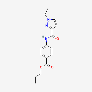 molecular formula C16H19N3O3 B4830966 propyl 4-{[(1-ethyl-1H-pyrazol-3-yl)carbonyl]amino}benzoate 