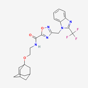 molecular formula C24H26F3N5O3 B4831015 N-[2-(ADAMANTAN-1-YLOXY)ETHYL]-3-{[2-(TRIFLUOROMETHYL)-1H-1,3-BENZODIAZOL-1-YL]METHYL}-1,2,4-OXADIAZOLE-5-CARBOXAMIDE 