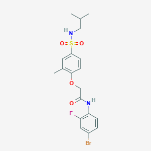 molecular formula C19H22BrFN2O4S B4831093 N-(4-bromo-2-fluorophenyl)-2-{4-[(isobutylamino)sulfonyl]-2-methylphenoxy}acetamide 