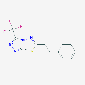 molecular formula C12H9F3N4S B483110 6-(2-Phenylethyl)-3-(trifluoromethyl)[1,2,4]triazolo[3,4-b][1,3,4]thiadiazole CAS No. 876888-93-6