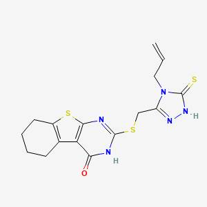 molecular formula C16H17N5OS3 B4831110 2-({[4-(prop-2-en-1-yl)-5-thioxo-4,5-dihydro-1H-1,2,4-triazol-3-yl]methyl}sulfanyl)-5,6,7,8-tetrahydro[1]benzothieno[2,3-d]pyrimidin-4(3H)-one CAS No. 6130-06-9