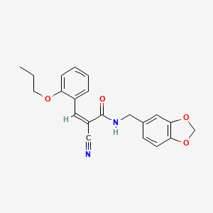 N-(1,3-benzodioxol-5-ylmethyl)-2-cyano-3-(2-propoxyphenyl)acrylamide