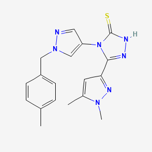 molecular formula C18H19N7S B4831161 5-(1,5-DIMETHYL-1H-PYRAZOL-3-YL)-4-[1-(4-METHYLBENZYL)-1H-PYRAZOL-4-YL]-4H-1,2,4-TRIAZOL-3-YLHYDROSULFIDE 