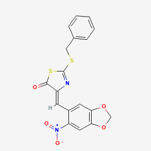 2-(benzylthio)-4-[(6-nitro-1,3-benzodioxol-5-yl)methylene]-1,3-thiazol-5(4H)-one