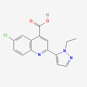 molecular formula C15H12ClN3O2 B4831197 6-chloro-2-(1-ethyl-1H-pyrazol-5-yl)-4-quinolinecarboxylic acid 