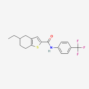 molecular formula C18H18F3NOS B4831244 5-ethyl-N-[4-(trifluoromethyl)phenyl]-4,5,6,7-tetrahydro-1-benzothiophene-2-carboxamide 