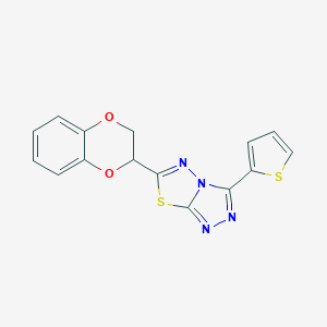 molecular formula C15H10N4O2S2 B483131 6-(2,3-Dihydro-1,4-benzodioxin-2-yl)-3-(2-thienyl)[1,2,4]triazolo[3,4-b][1,3,4]thiadiazole CAS No. 878436-02-3