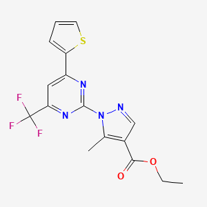 ethyl 5-methyl-1-[4-(2-thienyl)-6-(trifluoromethyl)-2-pyrimidinyl]-1H-pyrazole-4-carboxylate