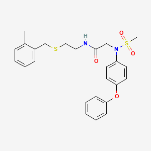 molecular formula C25H28N2O4S2 B4831579 N~1~-{2-[(2-methylbenzyl)thio]ethyl}-N~2~-(methylsulfonyl)-N~2~-(4-phenoxyphenyl)glycinamide 