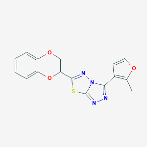 molecular formula C16H12N4O3S B483161 6-(2,3-Dihydro-1,4-benzodioxin-2-yl)-3-(2-methyl-3-furyl)[1,2,4]triazolo[3,4-b][1,3,4]thiadiazole CAS No. 878434-91-4