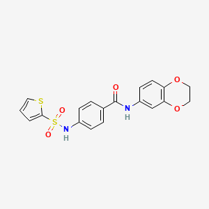 molecular formula C19H16N2O5S2 B4831663 N-(2,3-dihydro-1,4-benzodioxin-6-yl)-4-[(2-thienylsulfonyl)amino]benzamide 