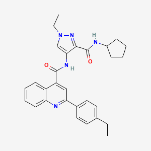 molecular formula C29H31N5O2 B4831735 N-{3-[(cyclopentylamino)carbonyl]-1-ethyl-1H-pyrazol-4-yl}-2-(4-ethylphenyl)-4-quinolinecarboxamide 