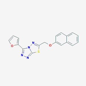 molecular formula C18H12N4O2S B483185 3-(Furan-2-yl)-6-(naphthalen-2-yloxymethyl)-[1,2,4]triazolo[3,4-b][1,3,4]thiadiazole CAS No. 878433-92-2