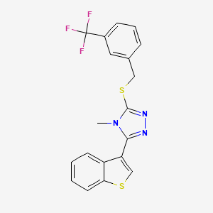 molecular formula C19H14F3N3S2 B4831854 3-(1-benzothien-3-yl)-4-methyl-5-{[3-(trifluoromethyl)benzyl]thio}-4H-1,2,4-triazole 
