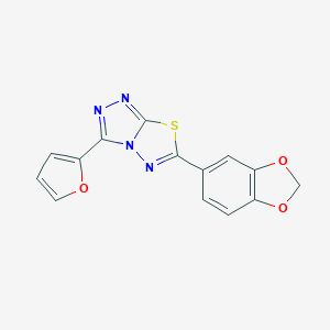 molecular formula C14H8N4O3S B483188 6-(1,3-Benzodioxol-5-yl)-3-(2-furyl)[1,2,4]triazolo[3,4-b][1,3,4]thiadiazole CAS No. 878434-08-3