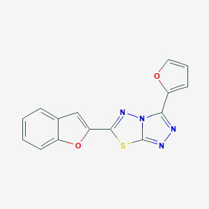 molecular formula C15H8N4O2S B483189 6-(1-Benzofuran-2-yl)-3-(2-furyl)[1,2,4]triazolo[3,4-b][1,3,4]thiadiazole CAS No. 878434-04-9