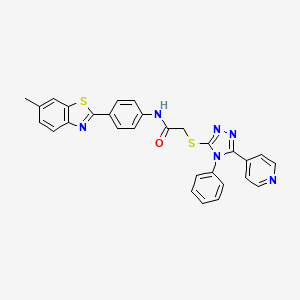 molecular formula C29H22N6OS2 B4831906 N-[4-(6-methyl-1,3-benzothiazol-2-yl)phenyl]-2-{[4-phenyl-5-(4-pyridinyl)-4H-1,2,4-triazol-3-yl]thio}acetamide 