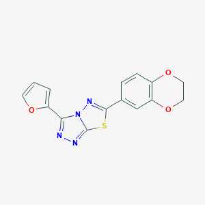 molecular formula C15H10N4O3S B483191 6-(2,3-Dihydro-1,4-benzodioxin-6-yl)-3-(2-furyl)[1,2,4]triazolo[3,4-b][1,3,4]thiadiazole CAS No. 878434-12-9