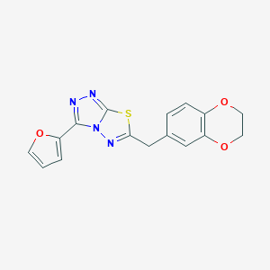 molecular formula C16H12N4O3S B483192 6-(2,3-Dihydro-1,4-benzodioxin-6-ylmethyl)-3-(2-furyl)[1,2,4]triazolo[3,4-b][1,3,4]thiadiazole CAS No. 878434-20-9