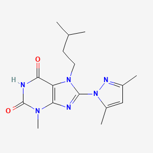 molecular formula C16H22N6O2 B4831927 8-(3,5-dimethyl-1H-pyrazol-1-yl)-3-methyl-7-(3-methylbutyl)-3,7-dihydro-1H-purine-2,6-dione 