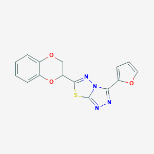 molecular formula C15H10N4O3S B483193 6-(2,3-Dihydro-1,4-benzodioxin-2-yl)-3-(2-furyl)[1,2,4]triazolo[3,4-b][1,3,4]thiadiazole CAS No. 878434-16-3