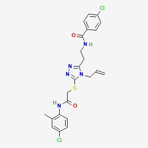 molecular formula C23H23Cl2N5O2S B4831933 N-{2-[4-allyl-5-({2-[(4-chloro-2-methylphenyl)amino]-2-oxoethyl}thio)-4H-1,2,4-triazol-3-yl]ethyl}-4-chlorobenzamide 