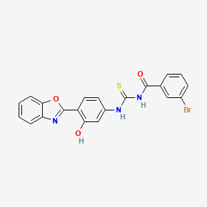 molecular formula C21H14BrN3O3S B4831947 N-({[4-(1,3-benzoxazol-2-yl)-3-hydroxyphenyl]amino}carbonothioyl)-3-bromobenzamide 