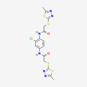 molecular formula C16H15ClN6O2S4 B4831954 N,N'-(2-chloro-1,4-phenylene)bis{2-[(5-methyl-1,3,4-thiadiazol-2-yl)thio]acetamide} 