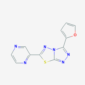 molecular formula C11H6N6OS B483196 3-(2-Furyl)-6-(2-pyrazinyl)[1,2,4]triazolo[3,4-b][1,3,4]thiadiazole CAS No. 878434-31-2