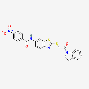 molecular formula C24H18N4O4S2 B4832093 N-(2-{[2-(2,3-dihydro-1H-indol-1-yl)-2-oxoethyl]thio}-1,3-benzothiazol-6-yl)-4-nitrobenzamide 