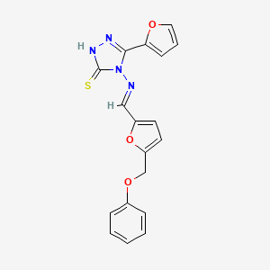 molecular formula C18H14N4O3S B4832131 5-(2-furyl)-4-({[5-(phenoxymethyl)-2-furyl]methylene}amino)-4H-1,2,4-triazole-3-thiol 