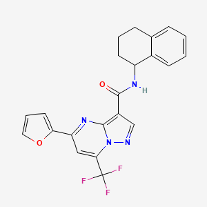 molecular formula C22H17F3N4O2 B4832170 5-(2-furyl)-N-(1,2,3,4-tetrahydro-1-naphthalenyl)-7-(trifluoromethyl)pyrazolo[1,5-a]pyrimidine-3-carboxamide 